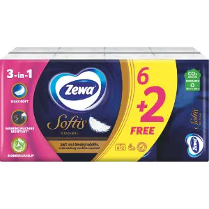 Платочки (салфетки) носовые ZEWA (Зева) Softis Original 4-х слойные 6 + 2 упаковки по 9 шт Платочки (салфетки) носовые ZEWA (Зева) Softis Original 4-х слойные 6 + 2 упаковки по 9 шт
