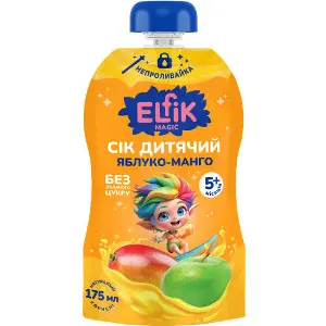 Сок фруктовый детский ELFIK MAGIC (Эльфик Меджик) Яблоко-манго с 5-ти месяцев no spill-pack 175 мл Сок фруктовый детский ELFIK MAGIC (Эльфик Меджик) Яблоко-манго с 5-ти месяцев no spill-pack 175 мл