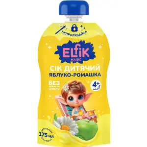 Сок фруктовый детский ELFIK MAGIC (Эльфик Меджик) Яблоко-ромашка с 5-ти месяцев no spill-pack 175 мл Сок фруктовый детский ELFIK MAGIC (Эльфик Меджик) Яблоко-ромашка с 5-ти месяцев no spill-pack 175 мл