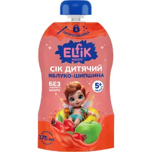 Сок фруктовый детский ELFIK MAGIC (Эльфик Меджик) Яблоко-шиповник с 5-ти месяцев no spill-pack 175 мл Сок фруктовый детский ELFIK MAGIC (Эльфик Меджик) Яблоко-шиповник с 5-ти месяцев no spill-pack 175 мл