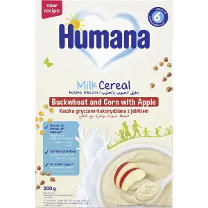 Каша молочна суха HUMANA (Хумана) Гречано-кукурудзяна з яблуком продукт прикорму для дітей з 6-ти місяців 200 г Каша молочна суха HUMANA (Хумана) Гречано-кукурудзяна з яблуком продукт прикорму для дітей з 6-ти місяців 200 г