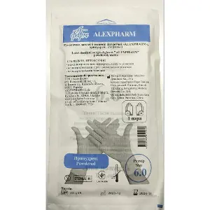 Рукавички Alexpharm (Алексфарм) хірургічні латексні припудрені стерильні розмір 6 1 пара Рукавички Alexpharm (Алексфарм) хірургічні латексні припудрені стерильні розмір 6 1 пара
