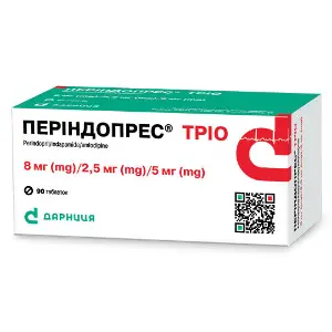 Періндопрес Тріо таблетки по 8 мг/2,5 мг/5 мг 9 блістерів по 10 шт Періндопрес Тріо таблетки по 8 мг/2,5 мг/5 мг 9 блістерів по 10 шт