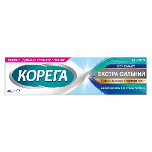 Крем фіксуючий для зубних протезів Корега Екстра сильний Без смаку 40 г Крем фіксуючий для зубних протезів Корега Екстра сильний Без смаку 40 г