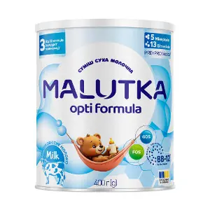 Суміш суха молочна MALUTKA (Малютка) Opti Formula 3 для харчування дітей від 12 місяців продукт прикорму 400 г Суміш суха молочна MALUTKA (Малютка) Opti Formula 3 для харчування дітей від 12 місяців продукт прикорму 400 г