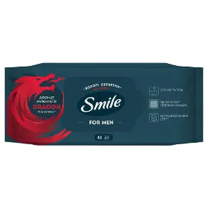Серветки вологі SMILE (Смайл) Men з екстрактом дерева дракона 48 шт Серветки вологі SMILE (Смайл) Men з екстрактом дерева дракона 48 шт