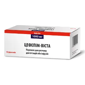 Цефепим-Виста порошок для раствора для инъекций или инфузий по 1000 мг в флаконах 10 шт Цефепим-Виста порошок для раствора для инъекций или инфузий по 1000 мг в флаконах 10 шт