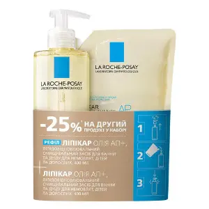 Набор La Roche-Posay (Ля Рош-Позе) Липикар AP+ (АП+) Масло для ванны и душа 400 мл + Масло для ванны и душа рефил 400 мл Набор La Roche-Posay (Ля Рош-Позе) Липикар AP+ (АП+) Масло для ванны и душа 400 мл + Масло для ванны и душа рефил 400 мл