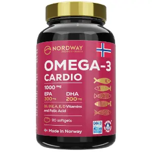 Омега-3 Кардіо Nordway Cardio Omega-3 (Нордвей) капсули 1000 мг загальнозміцнюючої дії флакон 90 шт Омега-3 Кардіо Nordway Cardio Omega-3 (Нордвей) капсули 1000 мг загальнозміцнюючої дії флакон 90 шт