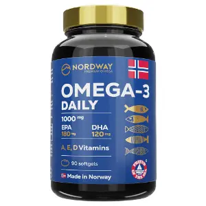 Омега-3 Дейлі Nordway Daily Omega-3 (Нордвей) капсули 1000 мг загальнозміцнюючої дії флакон 90 шт Омега-3 Дейлі Nordway Daily Omega-3 (Нордвей) капсули 1000 мг загальнозміцнюючої дії флакон 90 шт