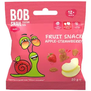 Снеки дитячі натуральні Bob Snail (Боб Снеіл) Равлик Боб Яблуко-полуниця 20 г Снеки дитячі натуральні Bob Snail (Боб Снеіл) Равлик Боб Яблуко-полуниця 20 г