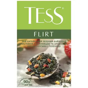 Чай зеленый TESS (Тес) Flirt китайский байховый листовой с клубникой и ароматом белого персика и клубники 90 г Чай зеленый TESS (Тес) Flirt китайский байховый листовой с клубникой и ароматом белого персика и клубники 90 г