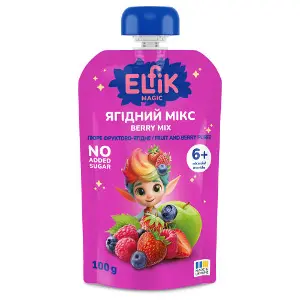 Пюре фруктово-ягодное детское ELFIK MAGIC (Эльфик меджик) Ягодный микс 100 г Пюре фруктово-ягодное детское ELFIK MAGIC (Эльфик меджик) Ягодный микс 100 г