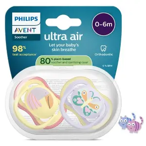 Пустушка силіконова AVENT (Авент) SCF 087/04 Ultra air від 0 до 6 місяців 2 шт Пустушка силіконова AVENT (Авент) SCF 087/04 Ultra air від 0 до 6 місяців 2 шт