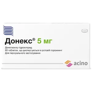 Донекс таблетки диспергируемые в ротовой полости по 5 мг 6 блистеров по 10 шт Донекс таблетки диспергируемые в ротовой полости по 5 мг 6 блистеров по 10 шт