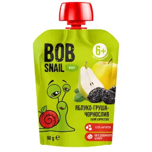Пюре фруктове Bob Snail (Боб Снеіл) Равлик Боб Яблуко-груша-чорнослив для дітей від 6 місяців 90 г Пюре фруктове Bob Snail (Боб Снеіл) Равлик Боб Яблуко-груша-чорнослив для дітей від 6 місяців 90 г
