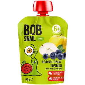 Пюре фруктове Bob Snail (Боб Снеіл) Равлик Боб Яблуко-груша-чорниця для дітей від 6 місяців 90 г Пюре фруктове Bob Snail (Боб Снеіл) Равлик Боб Яблуко-груша-чорниця для дітей від 6 місяців 90 г