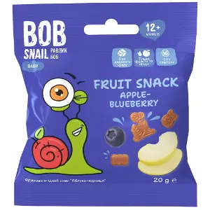 Снеки дитячі натуральні Bob Snail (Боб Снеіл) Равлик Боб Яблуко-чорниця 20 г Снеки дитячі натуральні Bob Snail (Боб Снеіл) Равлик Боб Яблуко-чорниця 20 г