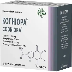 Когніора капсули для підтримки нормального енергетичного обміну в клітинах головного мозку 3 блістери по 10 шт Когніора капсули для підтримки нормального енергетичного обміну в клітинах головного мозку 3 блістери по 10 шт