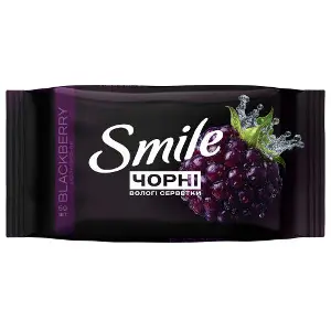 Серветки вологі SMILE (Смайл) чорні з ароматом ожини 50 шт Серветки вологі SMILE (Смайл) чорні з ароматом ожини 50 шт