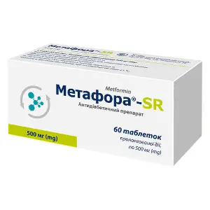 Метафора-SR таблетки пролонгированного действия по 500 мг 6 блистеров по 10 шт Метафора-SR таблетки пролонгированного действия по 500 мг 6 блистеров по 10 шт