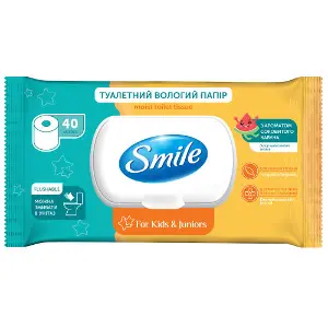 Папір туалетний вологий SMILE (Смайл) для дітей та підлітків 40 шт Папір туалетний вологий SMILE (Смайл) для дітей та підлітків 40 шт