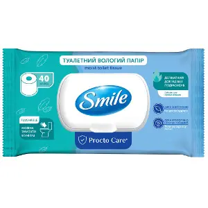 Папір туалетний вологий SMILE (Смайл) Procto Carе 40 шт Папір туалетний вологий SMILE (Смайл) Procto Carе 40 шт