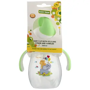 Поїльник дитячий BABY TEAM (Бебі Тім) артикул 5009 з силіконовою трубочкою Слоник 320 мл Поїльник дитячий BABY TEAM (Бебі Тім) артикул 5009 з силіконовою трубочкою Слоник 320 мл