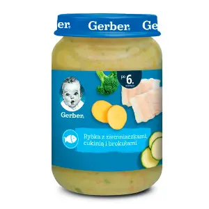 Пюре рыбно-овощное детское NESTLE GERBER (Нестле Гербер) Рыба с картофелем, цуккини и брокколи с 6-ти месяев 190 г Пюре рыбно-овощное детское NESTLE GERBER (Нестле Гербер) Рыба с картофелем, цуккини и брокколи с 6-ти месяев 190 г