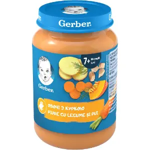 Пюре м'ясо-овочеве дитяче NESTLE GERBER (Нестле Гербер) Овочі з куркою зі шматочками з 7-ми місяців 190 г Пюре м'ясо-овочеве дитяче NESTLE GERBER (Нестле Гербер) Овочі з куркою зі шматочками з 7-ми місяців 190 г