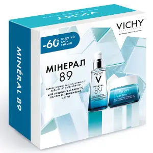 Набір VICHY (Віши) Мінерал 89 2026 щоденний гель-бустер для підвищення пружності та зволоження шкіри обличчя 50 мл + легкий крем 50 мл Набір VICHY (Віши) Мінерал 89 2026 щоденний гель-бустер для підвищення пружності та зволоження шкіри обличчя 50 мл + легкий крем 50 мл