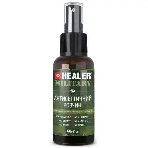 Розчин антисептичний HEALER (Хілер) Military для очищення та антисептичної обробки шкіри при поверхневих ушкодженнях 60 мл Розчин антисептичний HEALER (Хілер) Military для очищення та антисептичної обробки шкіри при поверхневих ушкодженнях 60 мл