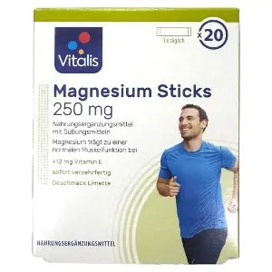 Вітаміни VITALIS (Віталіс) Magnesium Sticks 250 mg магнезіум з вітаміном Е в стіках зі смаком лайму 20 шт Вітаміни VITALIS (Віталіс) Magnesium Sticks 250 mg магнезіум з вітаміном Е в стіках зі смаком лайму 20 шт
