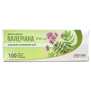 Валеріана таблетки вкриті оболонкою по 30 мг природний заспокійливий засіб 10 блістерів по 10 шт Валеріана таблетки вкриті оболонкою по 30 мг природний заспокійливий засіб 10 блістерів по 10 шт