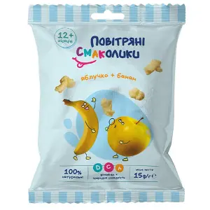 Завтрак сухой крупяной ВОЗДУШНЫЕ СМАКОЛИКИ Фигурные изделия с яблоком и бананом 15 г Завтрак сухой крупяной ВОЗДУШНЫЕ СМАКОЛИКИ Фигурные изделия с яблоком и бананом 15 г