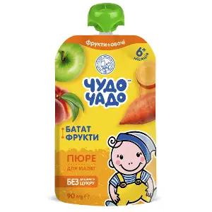 Пюре фруктово-овочеве дитяче ЧУДО-ЧАДО Батат з фруктами без цукру з 6-ти місяців 90 г Пюре фруктово-овочеве дитяче ЧУДО-ЧАДО Батат з фруктами без цукру з 6-ти місяців 90 г