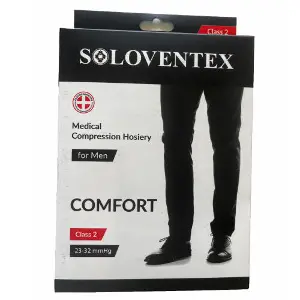 Чулки компрессионные SOLOVENTEX (Соловентекс) модель 420-231 с открытым носком мужские 2 класс компрессии (23-32 мм рт.ст) черные размер М высокие Чулки компрессионные SOLOVENTEX (Соловентекс) модель 420-231 с открытым носком мужские 2 класс компрессии (23-32 мм рт.ст) черные размер М высокие