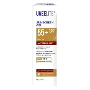 Гель для обличчя UVEELITE (Увелайт) УФ-Лайт матовий ефект SPF 55+ сонцезахисний 50 г Гель для обличчя UVEELITE (Увелайт) УФ-Лайт матовий ефект SPF 55+ сонцезахисний 50 г