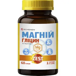 Вітаміни ZEST (Зест) Magnesium Glycine (Магній Гліцин) дієтична добавка капсули 60 шт Вітаміни ZEST (Зест) Magnesium Glycine (Магній Гліцин) дієтична добавка капсули 60 шт