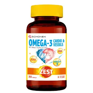Витамины ZEST (Зест) Omega-3 Cardio & Vessels (Омега-3 кардио и сосуды) диетическая добавка капсулы 30 шт Витамины ZEST (Зест) Omega-3 Cardio & Vessels (Омега-3 кардио и сосуды) диетическая добавка капсулы 30 шт