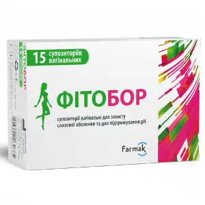 Фітобор супозиторії вагінальні для захисту слизової оболонки та підтримування pH 3 блістери по 5 шт Фітобор супозиторії вагінальні для захисту слизової оболонки та підтримування pH 3 блістери по 5 шт