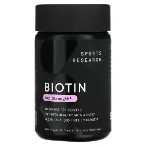 Біотин SPORTS RESEARCH (Спортс Ресеарч) Biotin 10 000 mcg (Max Strength) капсули м'які флакон 120 шт Біотин SPORTS RESEARCH (Спортс Ресеарч) Biotin 10 000 mcg (Max Strength) капсули м'які флакон 120 шт