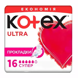 Прокладки Kotex ультра Драй Супер №16 Прокладки Kotex ультра Драй Супер №16