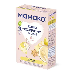 Каша Мамако пшенична груша-банан на козячому молоці 200г Каша Мамако пшенична груша-банан на козячому молоці 200г