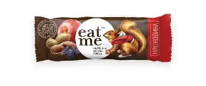 Батончик Eat me родзинки, яблуко, горіхи у чорному шоколаді 33/40г Батончик Eat me родзинки, яблуко, горіхи у чорному шоколаді 33/40г