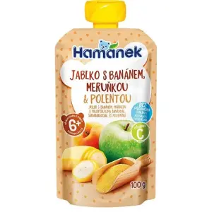Пюре Hamanek яблуко, банан, абрикос та полента 100 г Пюре Hamanek яблуко, банан, абрикос та полента 100 г