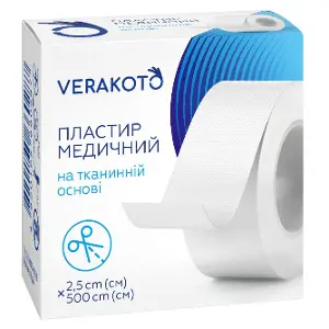 Лейкопластир VERAKOTO мед. тканий катушка 2,5см*5м Лейкопластир VERAKOTO мед. тканий катушка 2,5см*5м