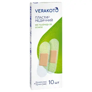 Лейкопластир VERAKOTO мед. полімер. осн. 25мм*72мм №10 Лейкопластир VERAKOTO мед. полімер. осн. 25мм*72мм №10