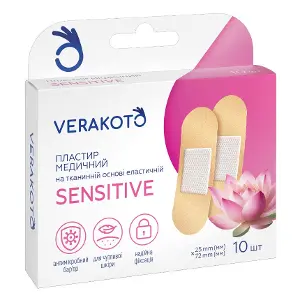 Лейкопластырь VERAKOTO мед. ткан. осн. эластичный 25мм*72мм №10 Лейкопластырь VERAKOTO мед. ткан. осн. эластичный 25мм*72мм №10