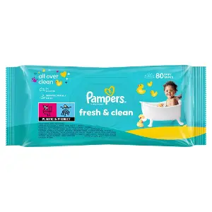 Серветки вологі Pampers дитячі Fresh Clean №80 ПрепакКороб Серветки вологі Pampers дитячі Fresh Clean №80 ПрепакКороб